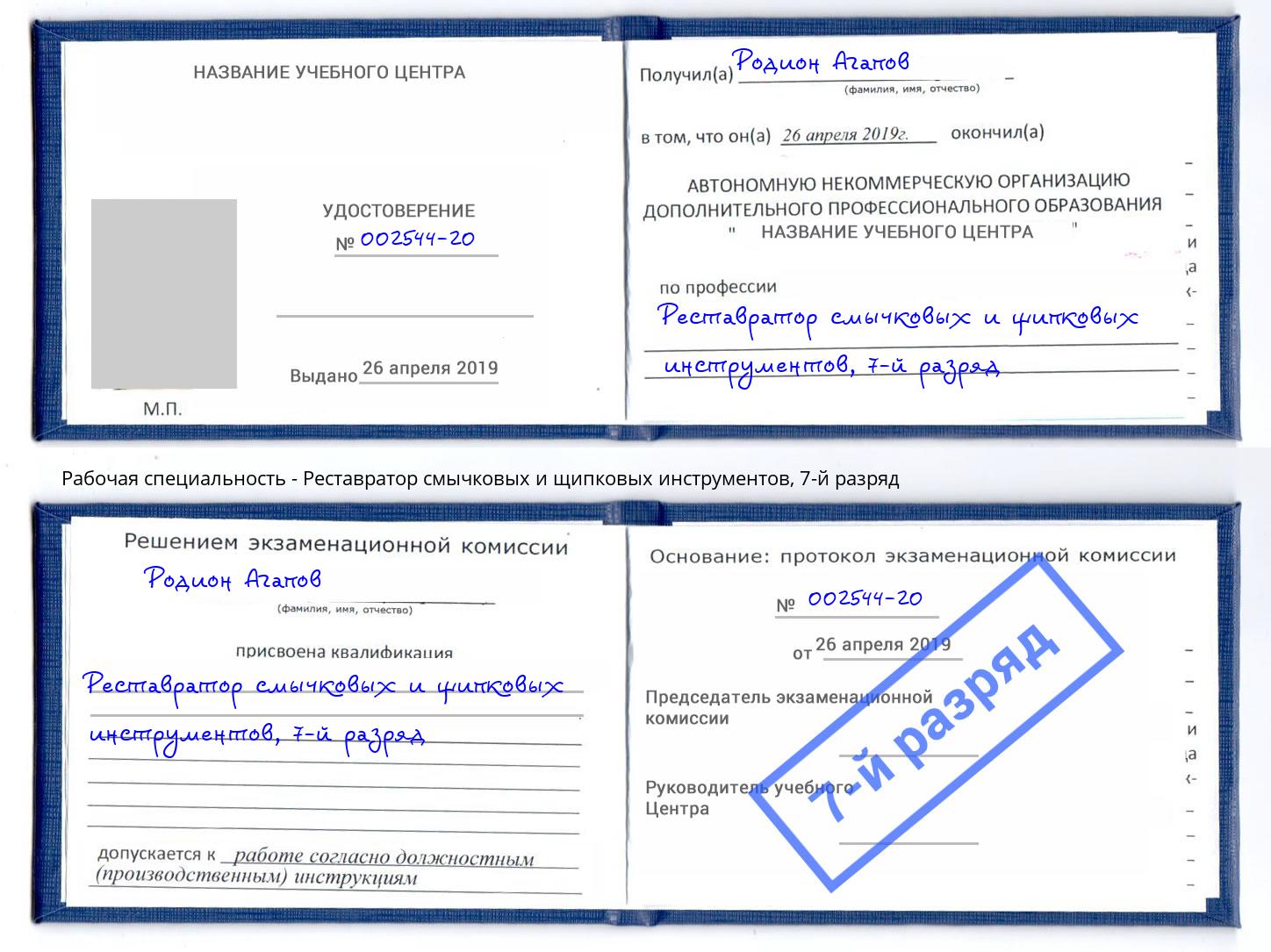 корочка 7-й разряд Реставратор смычковых и щипковых инструментов Энгельс