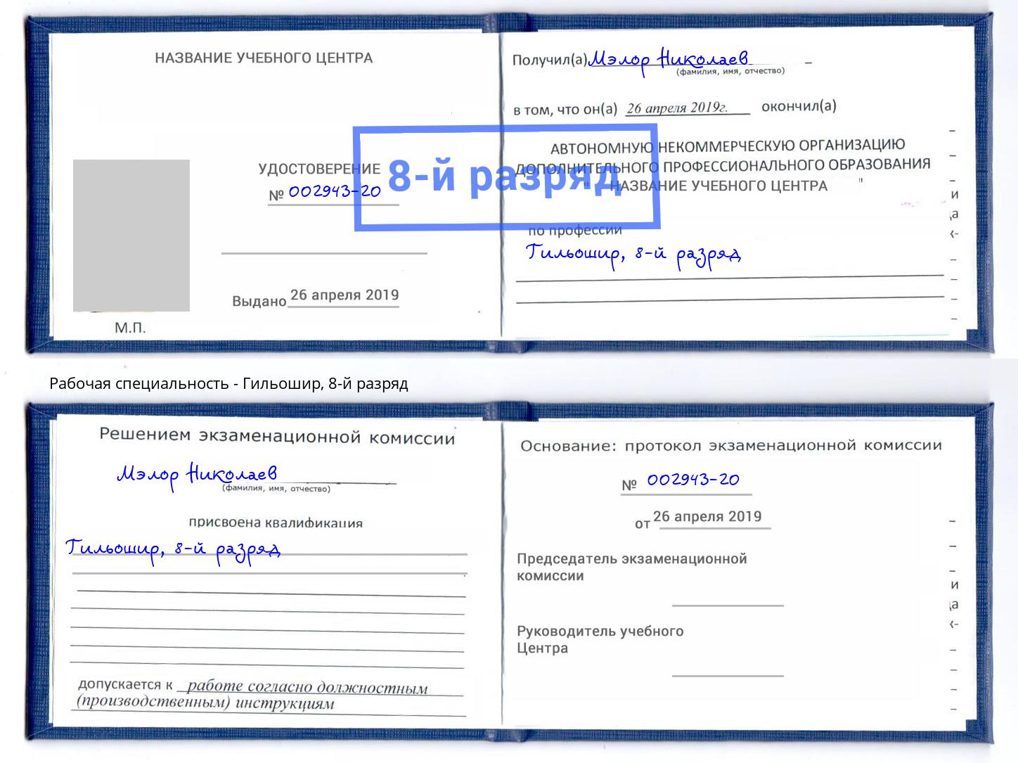 корочка 8-й разряд Гильошир Энгельс